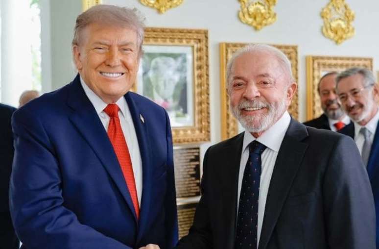 Fotos: Ricardo Stuckert / PR - Legenda: Donald Trump, presidente dos EUA, e Luiz In&aacute;cio Lula da Silva, presidente do Brasil