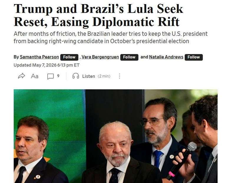 Wall Street Journal afirmou que Lula tenta impedir que Trump apoie Fl&aacute;vio Bolsonaro nas elei&ccedil;&otilde;es de outubro