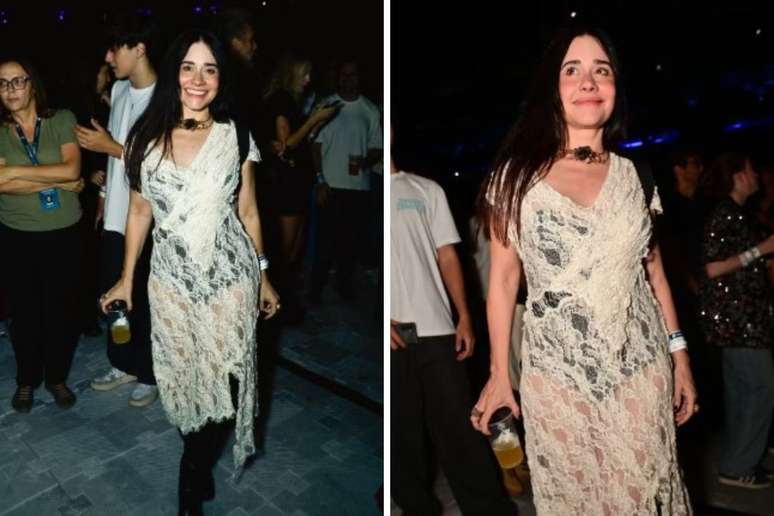 Alessandra Negrini chega ao show de Djavan sozinha