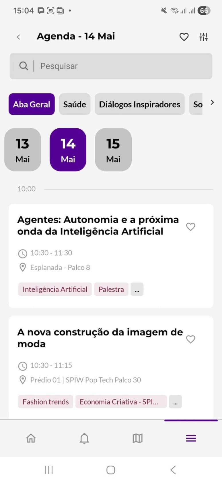 No aplicativo, &eacute; poss&iacute;vel encontrar as agendas, dia a dia.