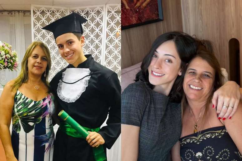 Bella Longuinho com a m&atilde;e antes e depois da transi&ccedil;&atilde;o