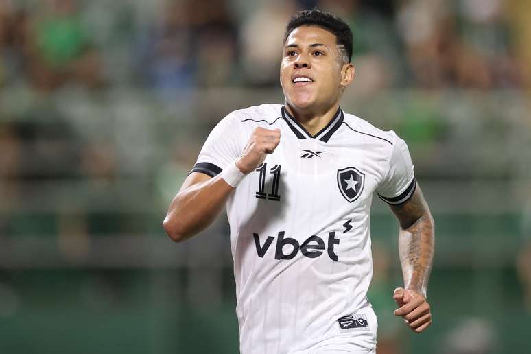 Matheus Martins comemorando gol pelo Botafogo 