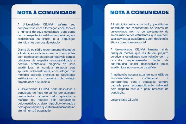 A Universidade CEUMA se manifestou sobre o epis&oacute;dio em que aluno aparece xingando a cidade de Pa&ccedil;o do Lumiar (MA) em um v&iacute;deo publicado nas redes sociais
