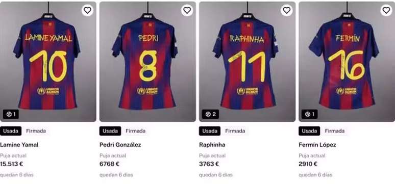 Camisa usada por Lamine Yamal na Champions League j&aacute; ultrapassa R$ 89 mil em leil&atilde;o beneficente &ndash;