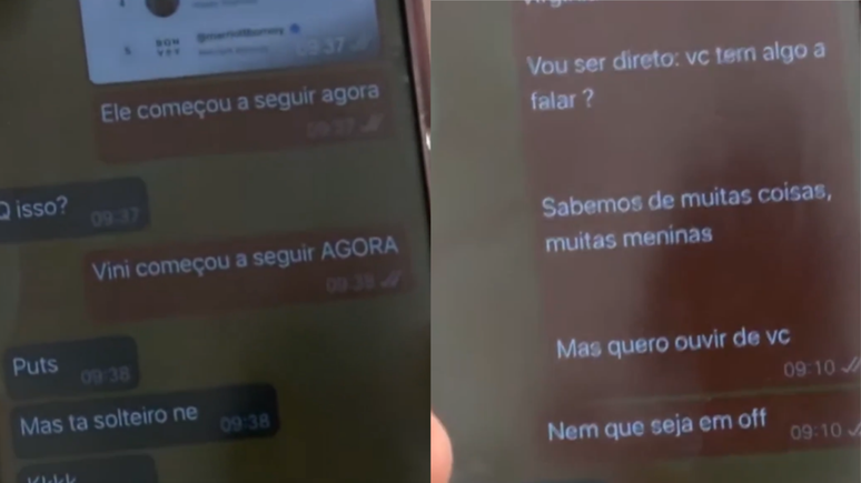 Troca de mensagens entre Leo Dias e Virginia