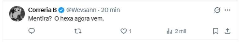 Rea&ccedil;&atilde;o de internauta sobre o t&eacute;rmino de Vini Jr. e Virginia