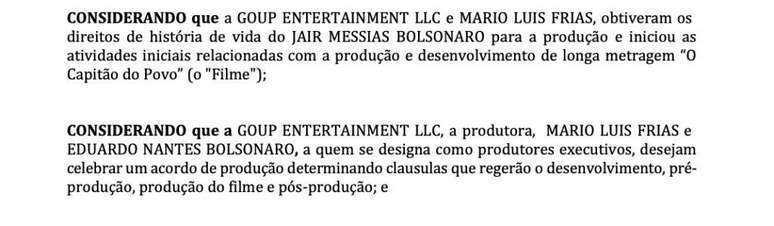 Contrato obtido pelo Intercept traz Mario Frias e Eduardo Bolsonaro como produtores executivos do filme sobre a vida de Jair Bolsonaro, na &eacute;poca intitulado O Capit&atilde;o do Povo, e n&atilde;o Dark Horse