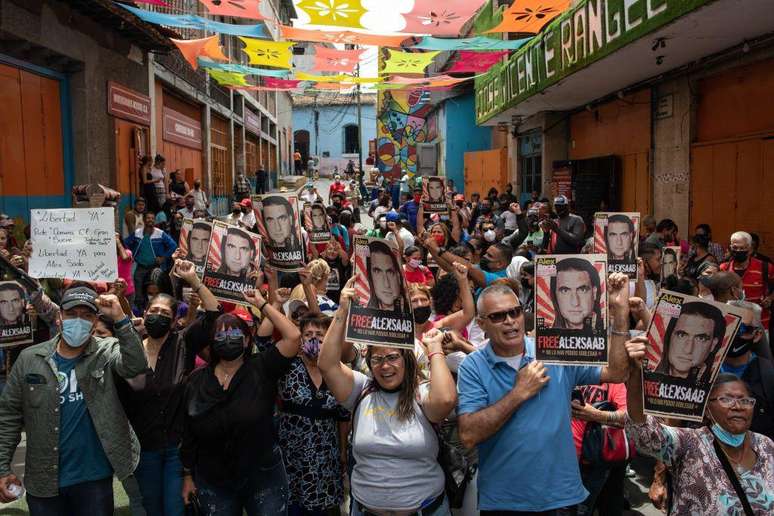 Durante a pris&atilde;o de Alex Saab, o governo venezuelano organizou in&uacute;meras manifesta&ccedil;&otilde;es a favor de sua liberta&ccedil;&atilde;o