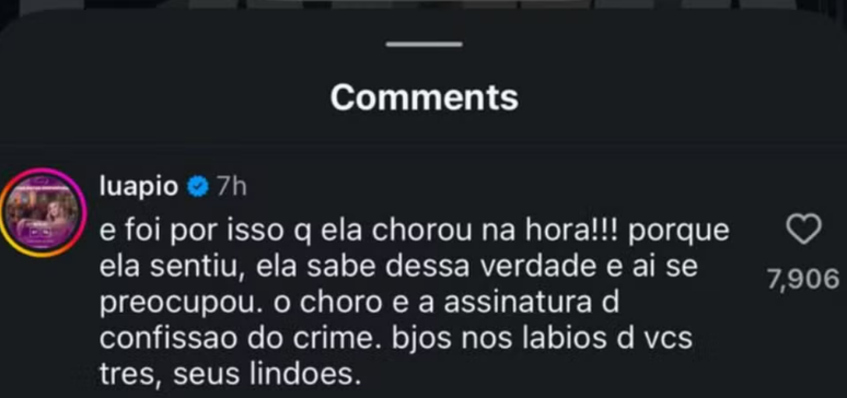 Luana Piovani volta a falar sobre choro de Virginia