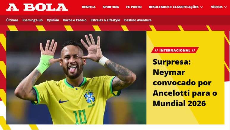 Jornal portugu&ecirc;s diz a presen&ccedil;a de Neymar na lista final da Sele&ccedil;&atilde;o Brasileira &eacute; uma &ldquo;surpresa&rdquo; &ndash;