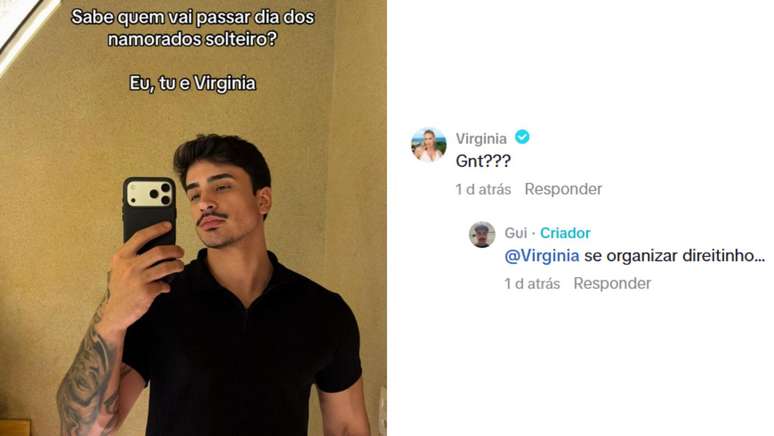 Guilherme Queiroz ganhou coment&aacute;rio de Virginia Fonseca em post no TikTok
