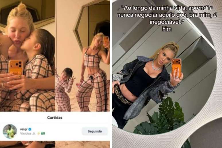 Da esquerda para direita: Virginia em festa de pijama com as filhas | Virginia posta indireta