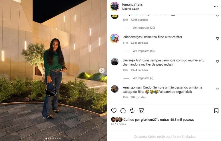 M&atilde;e de Vini Jr. recebe ataques