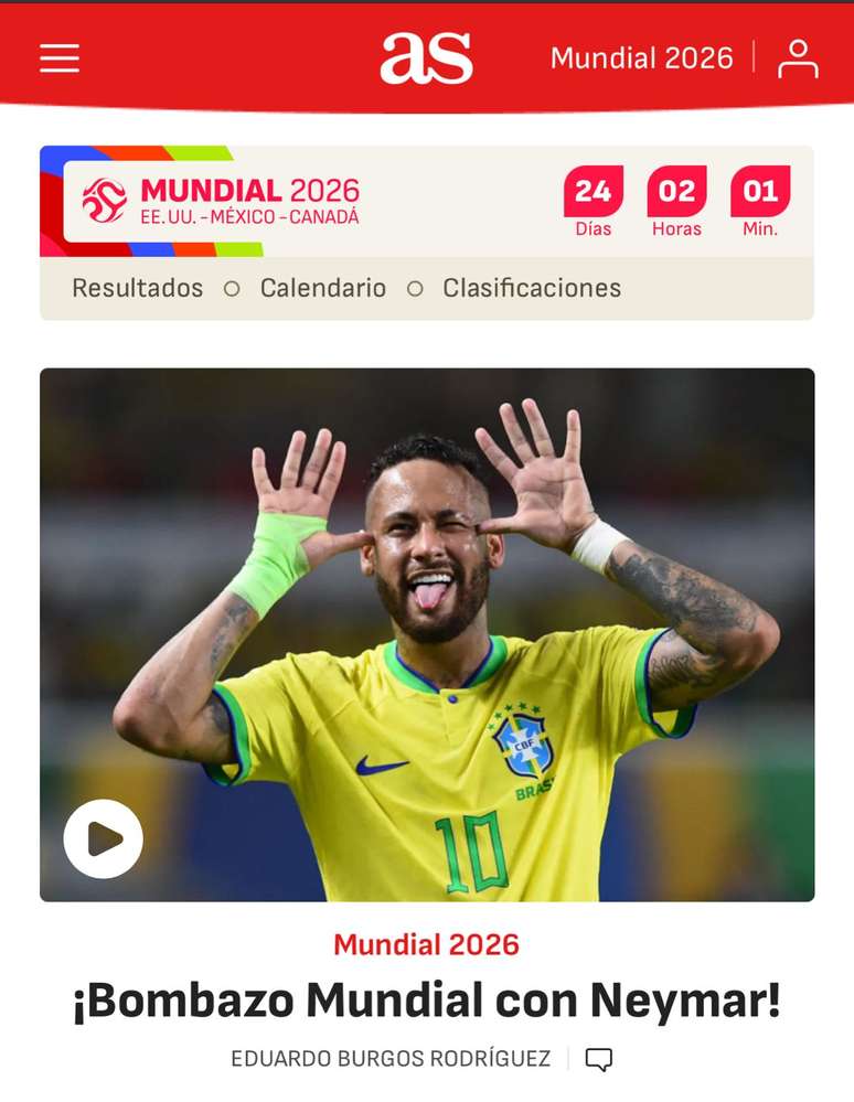 A imprensa internacional repercute a convoca&ccedil;&atilde;o de Neymar.
