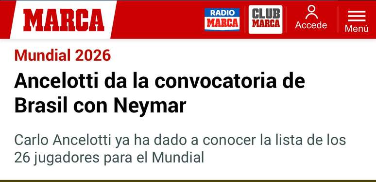 A imprensa internacional repercute a convoca&ccedil;&atilde;o de Neymar.