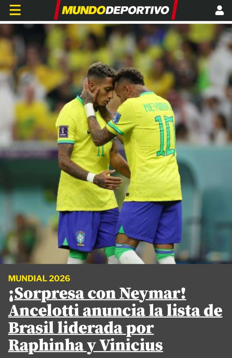 A imprensa internacional repercute a convoca&ccedil;&atilde;o de Neymar.