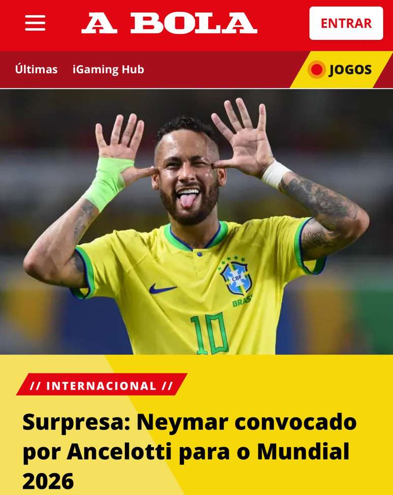 A imprensa internacional repercute a convoca&ccedil;&atilde;o de Neymar.