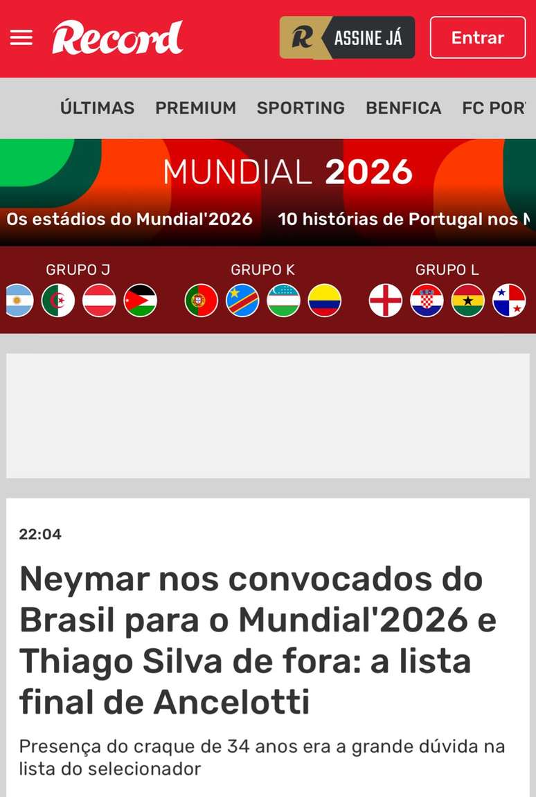 A imprensa internacional repercute a convoca&ccedil;&atilde;o de Neymar.