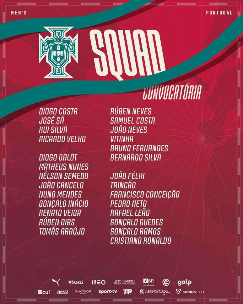 Portugal divulga convocados para a Copa do Mundo &ndash;