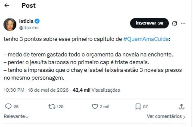 Quem Ama Cuida: internauta opina sobre com tom mais cr&iacute;tico