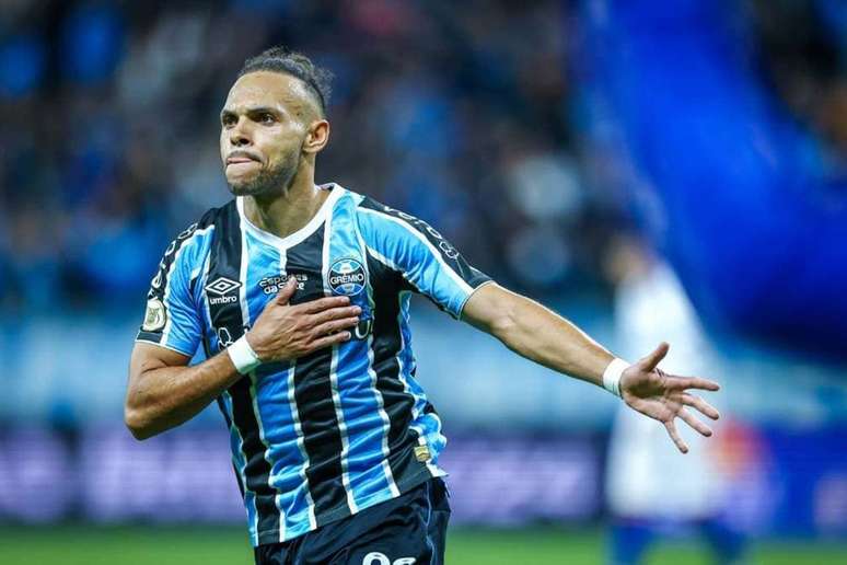 Braithwaite, atacante dinamarqu&ecirc;s, comemora gol pelo Imortal na Arena do Gr&ecirc;mio &ndash;
