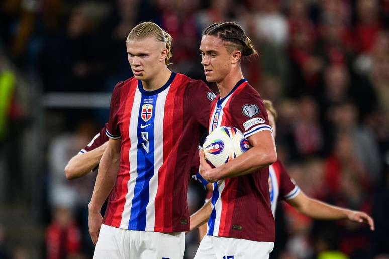 Haaland em campo pela Noruega &ndash; Divulga&ccedil;&atilde;o/ Fotballandslaget @nff_landslag (Sele&ccedil;&atilde;o Norueguesa de Futebol)
