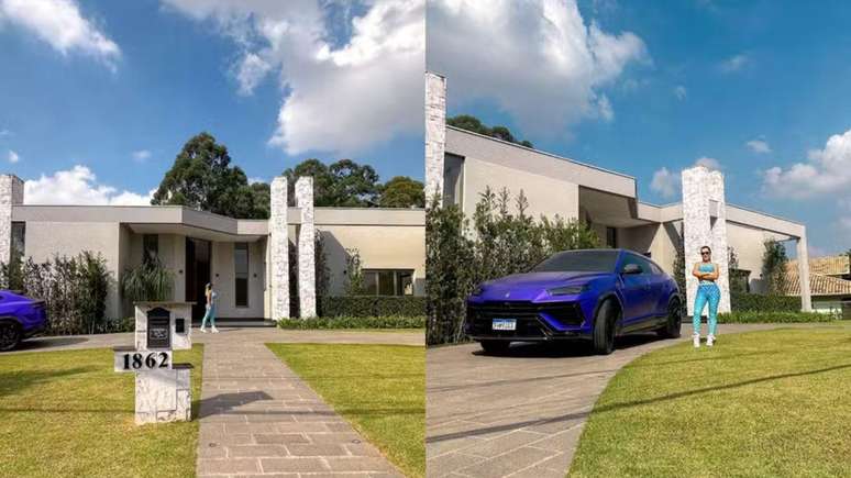 Deolane em frente a mans&atilde;o.