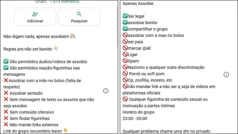 Grupos de assobio t&ecirc;m regras na descri&ccedil;&atilde;o para que membros apenas assobiem