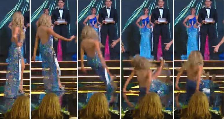O momento do tombo de Joana Camargo, Miss Eco Brasil
