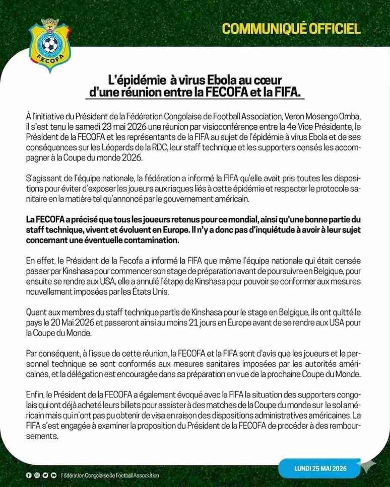 Comunicado do RD Congo &ndash;