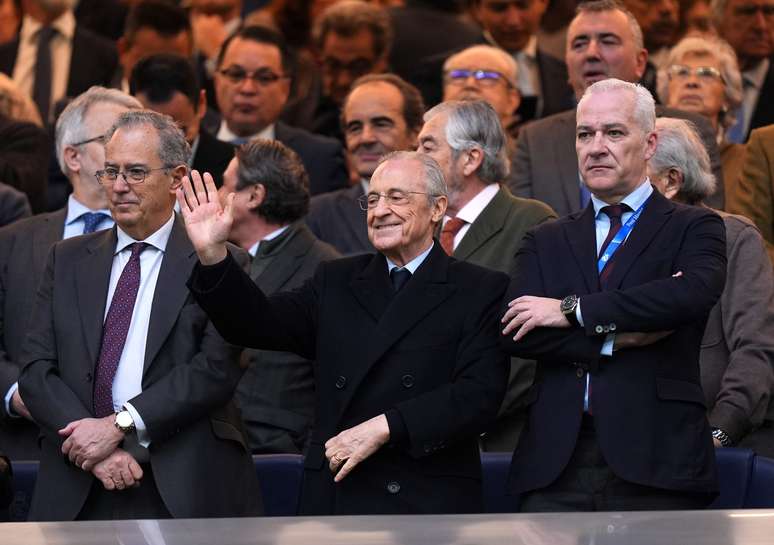 Florentino P&eacute;rez durante partida do Real Madrid &ndash; 
