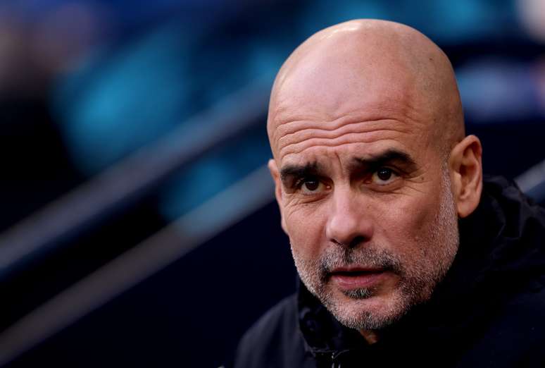 Pep Guardiola durante um jogo do Manchester City &ndash; 