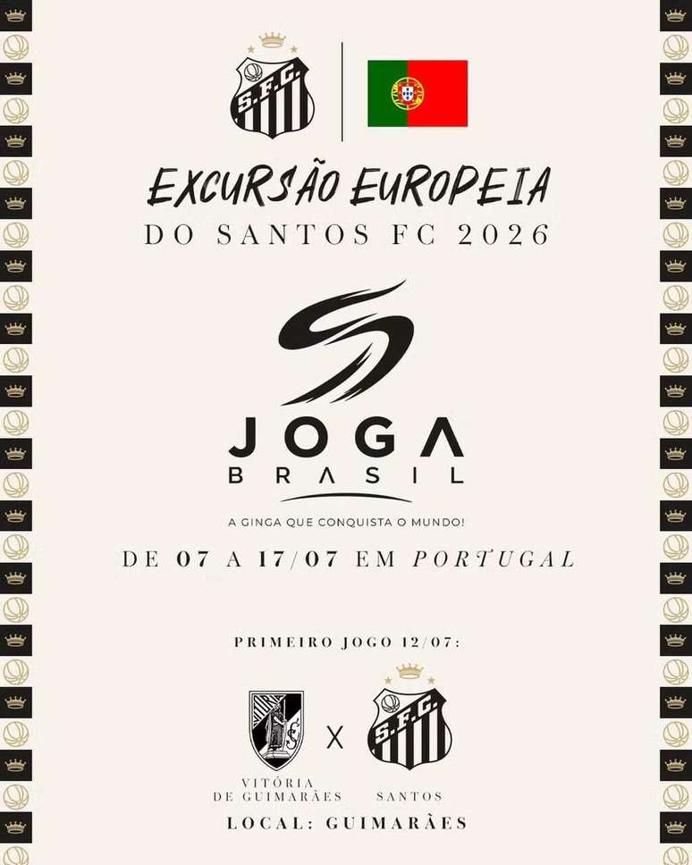 Santos far&aacute; excurs&atilde;o para Portugal durante da Copa &ndash;