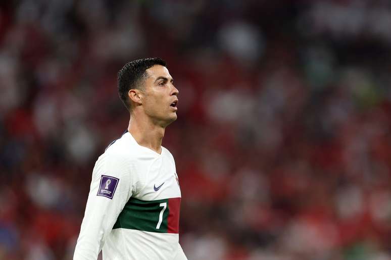 Cristiano Ronaldo em atua&ccedil;&atilde;o por Portugal, contra Marrocos, na Copa do Mundo de 2022 