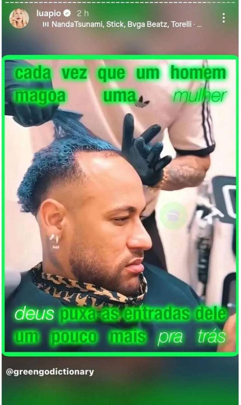 Luana Piovani compartilhou publica&ccedil;&atilde;o ir&ocirc;nica envolvendo o novo visual de Neymar &ndash;