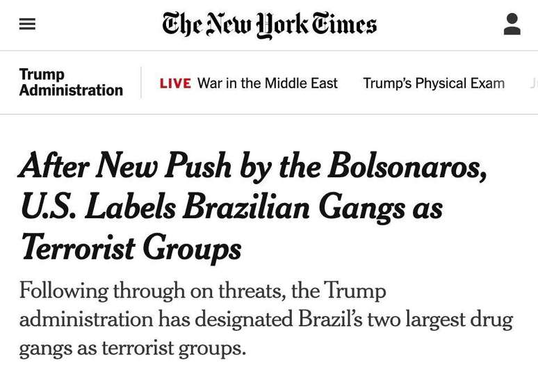 Jornal americano New York Times destacou press&atilde;o da fam&iacute;lia Bolsonaro na decis&atilde;o de Washington
