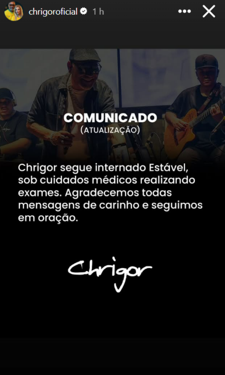 Novo comunicado sobre a sa&uacute;de de Chrigor