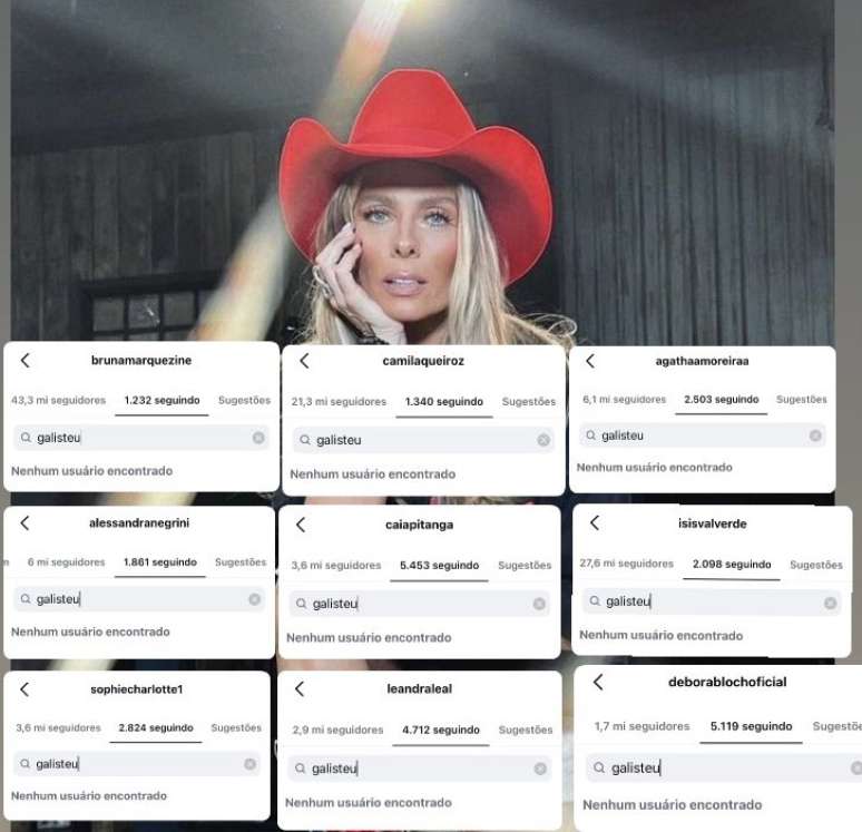 Registros de nomes que deixaram de seguir a apresentadora