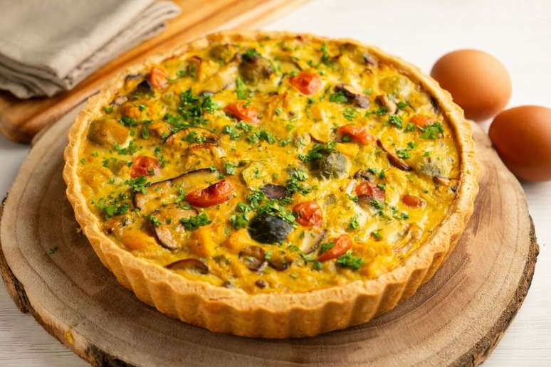 Quiche de cogumelo com legumes 
