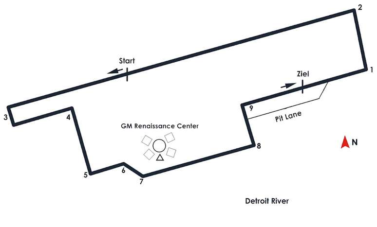 Tra&ccedil;ado do Circuito Urbano de Detroit 