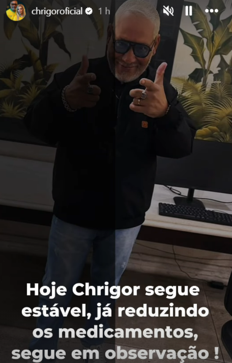 Cantor Chrigor segue est&aacute;vel e tem uma redu&ccedil;&atilde;o nos rem&eacute;dios neste domingo, 31