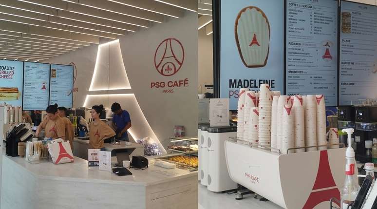 O Caf&eacute; PSG usa como logomarca a silhueta da Torre Eiffel, que aparece no escudo do time