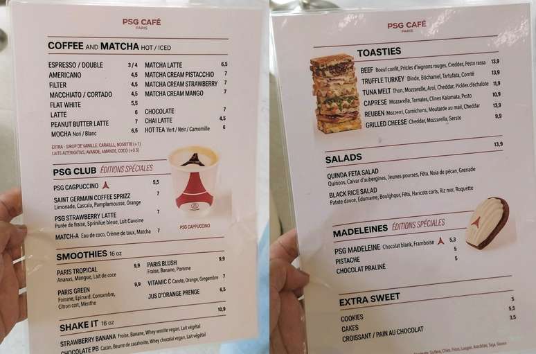 Os pre&ccedil;os da cafeteria do time s&atilde;o justos se comparados &agrave; m&eacute;dia praticada em Paris