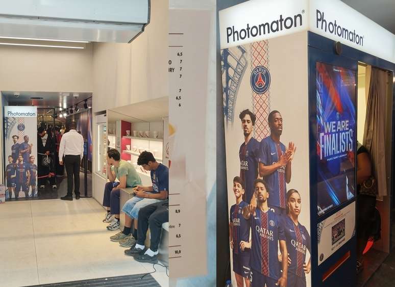 No corredor que liga a loja oficial do PSG ao caf&eacute; existe uma m&aacute;quina onde os torcedores podem fazer fotomontagens