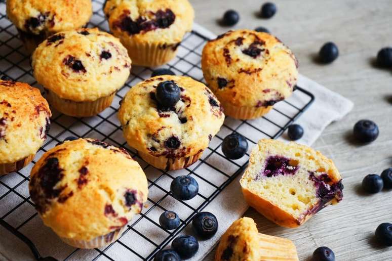 Muffin de baunilha com mirtilo 
