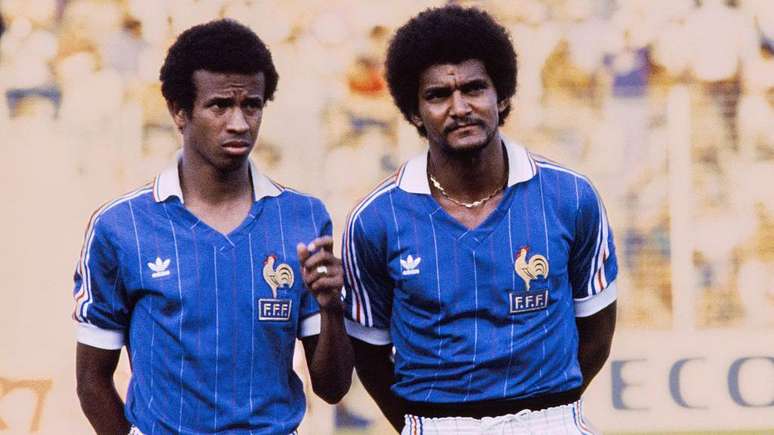 Jean Tigana e G&eacute;rard Janvion, da Fran&ccedil;a