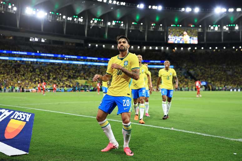 RIO DE JANEIRO, BRAZIL - MAY 31: Lucas Paquet&aacute; of Brazil celebrates scoring his team's fourth goal during the international friendly match between Brazil and Panama at Maracana Stadium on May 31, 2026 in Rio de Janeiro, Brazil. (Photo by Buda Mendes/Getty Images)
