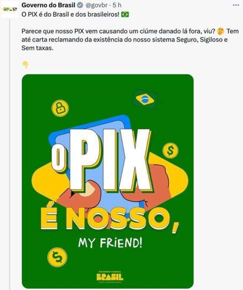 Post do governo federal de julho de 2025: gest&atilde;o Lula tem procurado usar epis&oacute;dios para tentar melhorar imagem