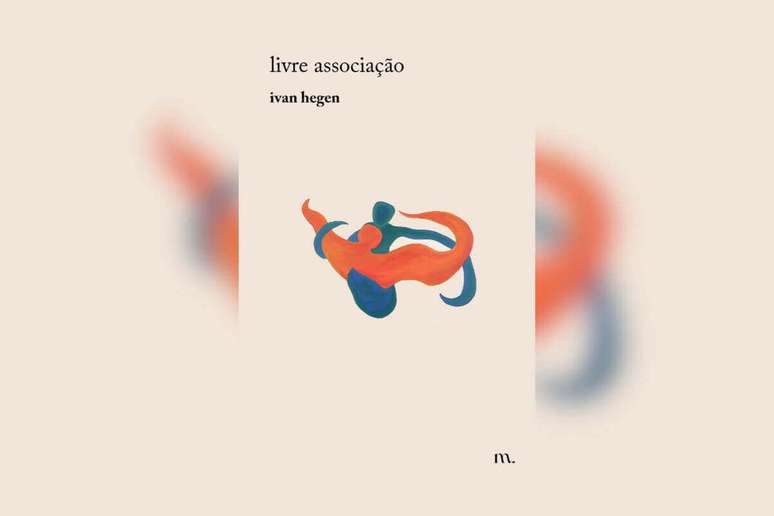 Capa de livro bege com t&iacute;tulo e nome do autor em preto e com dois corpos coloridos entrela&ccedil;ados