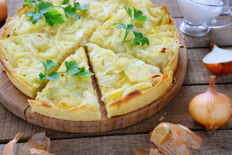 Quiche de cebola com tofu 